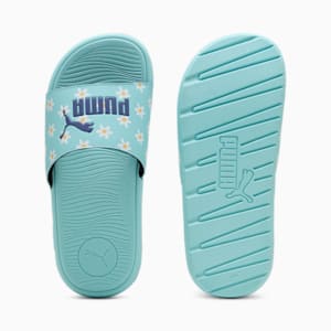 Cool Cat 2.0 Daisies Big Kids' Slides, Safe Lake-Blue Crystal-PUMA White-Almost Apricot, extralarge