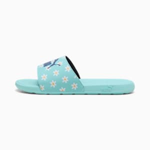 Cool Cat 2.0 Daisies Big Kids' Slides, Safe Lake-Blue Crystal-PUMA White-Almost Apricot, extralarge