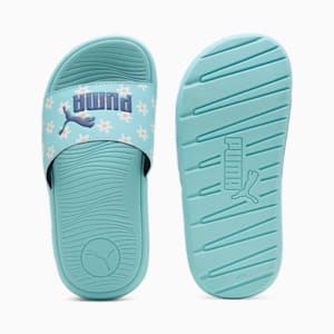 Cool Cat 2.0 Daisies Little Kids' Slides, Safe Lake-Blue Crystal-PUMA White-Almost Apricot, extralarge