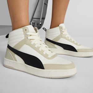 PUMA Dribble Mid Men's Sneakers, Warm White-PUMA Black-Desert Dust, extralarge