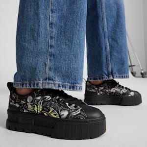Tenis Mayze Dark Floral para mujer, PUMA Black-PUMA Silver-Smokey Gray, extralarge
