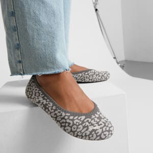 Ilana Leopard Women's Ballet Shoes, Flat Medium Gray-Galactic Gray, extralarge