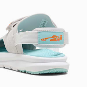 Evolve Poised 2 Race Little Kids' Slides, Feather Gray-Safe Lake-Orange Glo-PUMA White, extralarge
