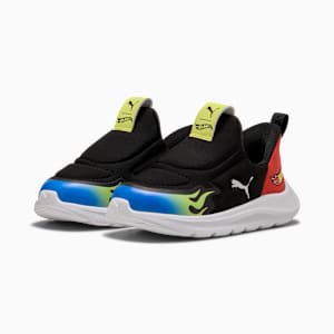 ベビー PUMA x Hot Wheels プーマ ファン レーサー 2 イーズイン スニーカ 12-16cm, PUMA Black-Lemon Sherbert-PUMA Team Royal, extralarge-JPN
