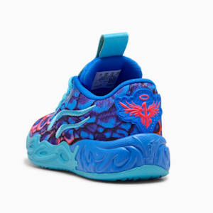 Tenis de básquetbol para niños PUMA x LAMELO BALL MB.04 LO Alien Skins, Ultra Blue-Luminous Pink-Green Glare, extralarge