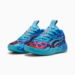 PUMA x LAMELO BALL MB.04 LO Alien Skin Little Kids' Basketball Shoes, Ultra Blue-Luminous Pink-Green Glare, extralarge