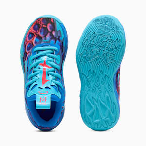 Tenis de básquetbol para niños PUMA x LAMELO BALL MB.04 LO Alien Skins, Ultra Blue-Luminous Pink-Green Glare, extralarge