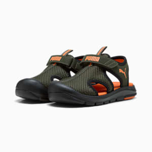 ボーイズ プーマ ファン レーサー メッシュ サンダル 17-21cm, Dark Olive-Rickie Orange-PUMA Black, extralarge-JPN