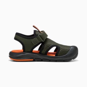ボーイズ プーマ ファン レーサー メッシュ サンダル 17-21cm, Dark Olive-Rickie Orange-PUMA Black, extralarge-JPN