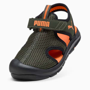 ボーイズ プーマ ファン レーサー メッシュ サンダル 17-21cm, Dark Olive-Rickie Orange-PUMA Black, extralarge-JPN