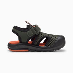 ベビー プーマ ファン レーサー メッシュ サンダル 12-16.5cm, Dark Olive-Rickie Orange-PUMA Black, extralarge-JPN
