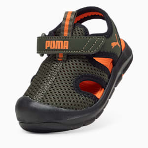 ベビー プーマ ファン レーサー メッシュ サンダル 12-16.5cm, Dark Olive-Rickie Orange-PUMA Black, extralarge-JPN