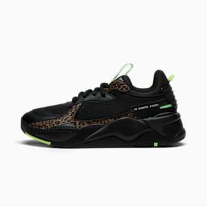Tenis para mujer Animal Print RS-X, PUMA Black-PUMA Black-Fizzy Apple, extralarge