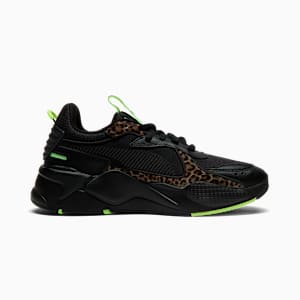 Tenis para mujer Animal Print RS-X, PUMA Black-PUMA Black-Fizzy Apple, extralarge