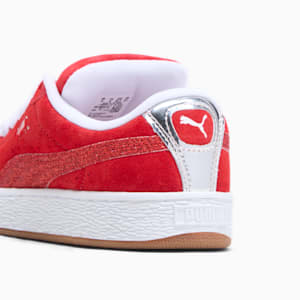 Tenis Suede XL Holiday Glitz para niños pequeños, For All Time Red-PUMA White-PUMA Silver, extralarge