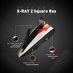 X-Ray 2 Square Unisex Superior Comfort Casual Shoes, Dark Shadow-Puma Black-Spectra Yellow-Limoges-High Risk Red, extralarge-IND