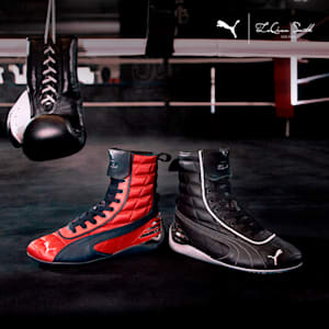 Tenis mid para mujer PUMA x LAQUAN SMITH Speedcat Leather, PUMA Black-PUMA Silver-PUMA White, extralarge