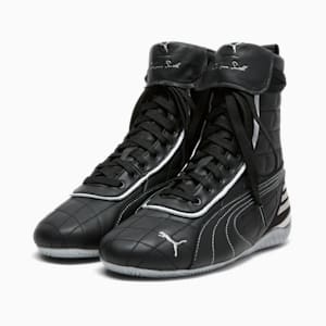 Tenis mid para mujer PUMA x LAQUAN SMITH Speedcat Leather, PUMA Black-PUMA Silver-PUMA White, extralarge