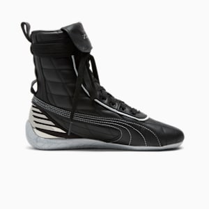 Tenis mid para mujer PUMA x LAQUAN SMITH Speedcat Leather, PUMA Black-PUMA Silver-PUMA White, extralarge