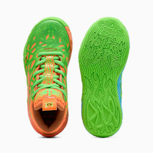 Tenis PUMA x LAMELO BALL x TMNT MB.04 Leonardo &amp; Michelangelo para niños pequeños, Fluro Green Pes-Orange Glow-Bright Aqua, extralarge