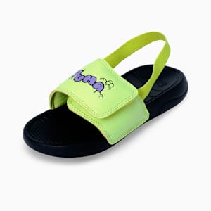Popcat Kids Backstrap Sandals, PUMA Black-Lavender Alert-Lemon Sherbert, extralarge-IND