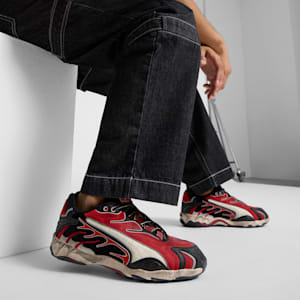 A$AP ROCKY x PUMA Inhale Distressed Sneakers, PUMA Black-Pop Red, extralarge