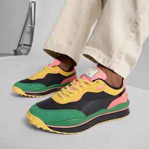 Tenis Style Rider Vegas Flagship para mujer, PUMA Black-Peach Frost-Sunny Yellow, extralarge