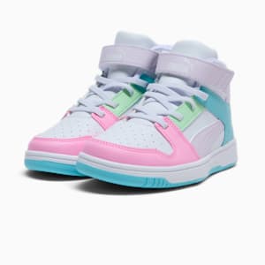 Tenis para niños pequeños Rebound Layup RCL, PUMA White-Lilac Frost-Safe Lake, extralarge