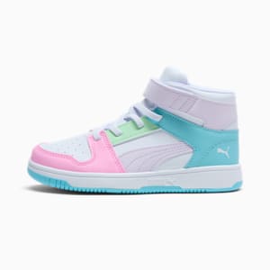 Tenis para niños pequeños Rebound Layup RCL, PUMA White-Lilac Frost-Safe Lake, extralarge