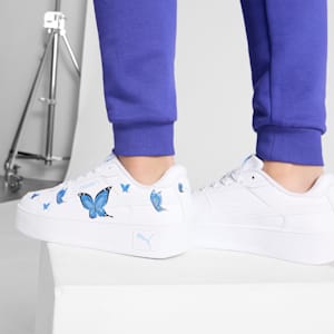 Carina Street Butterfly Big Kids' Sneakers, PUMA White-Hyperlink Blue-Silver Sky, extralarge