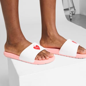 Cool Cat 2.0 Valentine's Women's Slides, PUMA White-For All Time Red-Pink Fruit, extralarge
