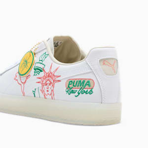 Tenis bordado Clyde NYC Flagship, PUMA White-Alpine Snow-Sunny Yellow, extralarge