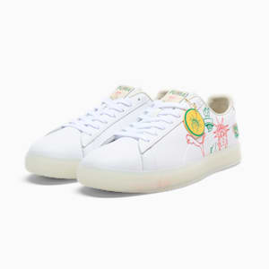Tenis bordado Clyde NYC Flagship, PUMA White-Alpine Snow-Sunny Yellow, extralarge
