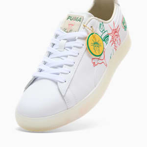 Tenis bordado Clyde NYC Flagship, PUMA White-Alpine Snow-Sunny Yellow, extralarge