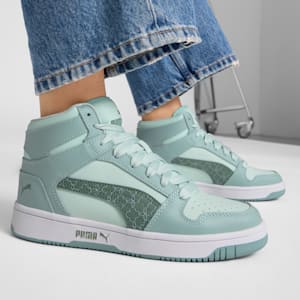 Tenis mid para mujer PUMA Rebound Layup Rebel, Peaceful Blue-Green Moon-Modern Mint, extralarge