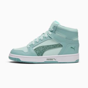Tenis mid para mujer PUMA Rebound Layup Rebel, Peaceful Blue-Green Moon-Modern Mint, extralarge