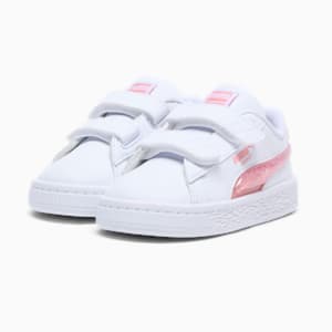 Basket Glitter Toddlers' Sneakers, PUMA White-Pink Fruit, extralarge