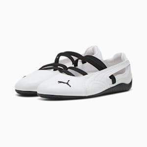 Speedcat Ballet Leather Women's Shoes, PUMA White-PUMA White-PUMA Black, extralarge