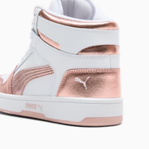 Tenis para mujer Rebound Layup Metallic, PUMA White-Rose Gold-Rose Quartz, extralarge