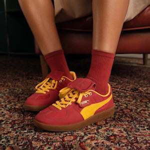 PUMA X HARRY POTTER Palermo Hairy Suede Formstrip Sneakers, Dark Crimson-Yellow Sizzle, extralarge-IND