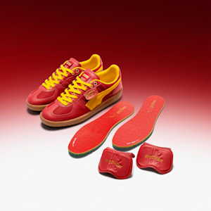 PUMA X HARRY POTTER Palermo Hairy Suede Formstrip Sneakers, Dark Crimson-Yellow Sizzle, extralarge-IND