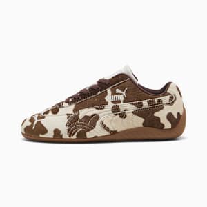 Speedcat Cow Print Sneakers Women, Chocolate Brown-Gum, large-GBR