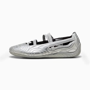 PUMA x WICKED Speedcat Ballet Silver Slippers Women's Shoes, PUMA Silver-Cool Mid Gray-Flat Dark Gray, extralarge