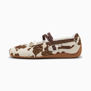 Speedcat Ballet Cow Print Women's Shoes, Chocolate Brown-Warm White, extralarge