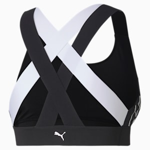 Feel It Women's Mid Impact Training Bra, Puma Black-Puma White
