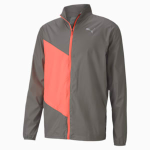 IGNITE Woven windCELL Men's Running Jacket, Ultra Gray-Nrgy Peach