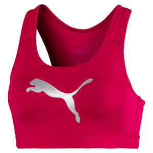 4Keeps Mid Impact Women's Training Bra, BRIGHT ROSE-Metallic Silver Cat