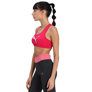 4Keeps Mid Impact Women's Training Bra, BRIGHT ROSE-Metallic Silver Cat