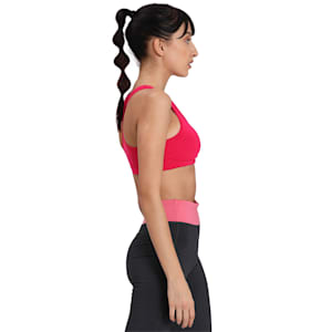 4Keeps Mid Impact Women's Training Bra, BRIGHT ROSE-Metallic Silver Cat