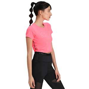 Feel It dryCELL Cropped T-Shirt, Ignite Pink-Outline Cat prt